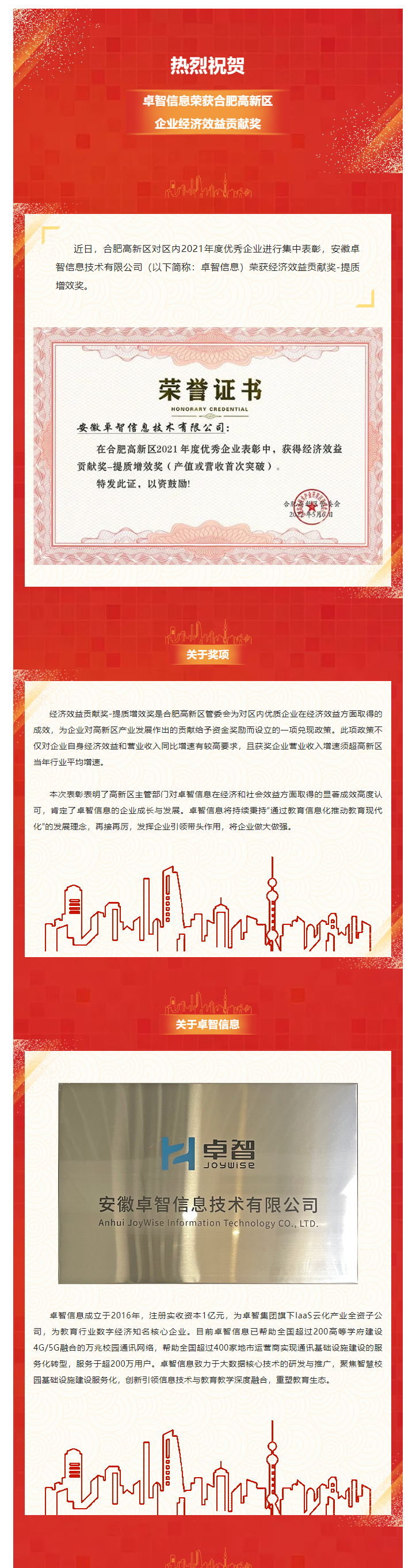 熱烈祝賀!卓智信息榮獲合肥高新區(qū)企業(yè)經濟效益貢獻獎.png